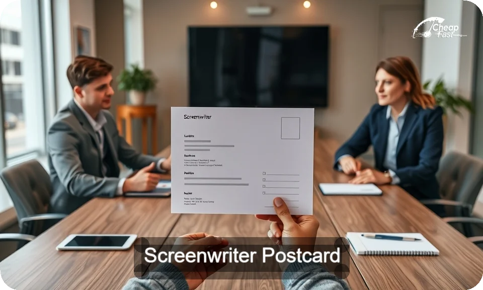 Screenwriter Postcard Sample 07 · 4" x 9" design sample