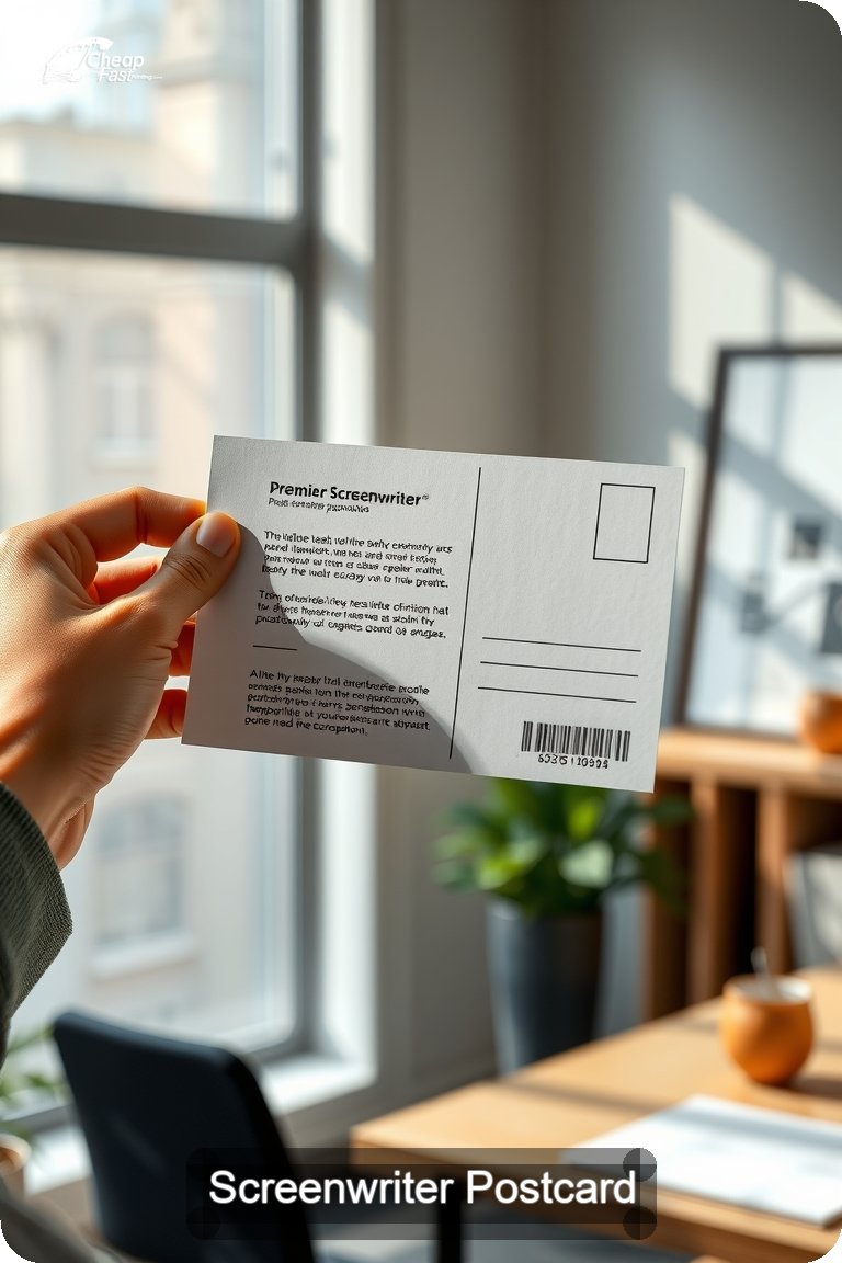 Screenwriter Postcard Sample 10 · 4.5" x 11" design sample