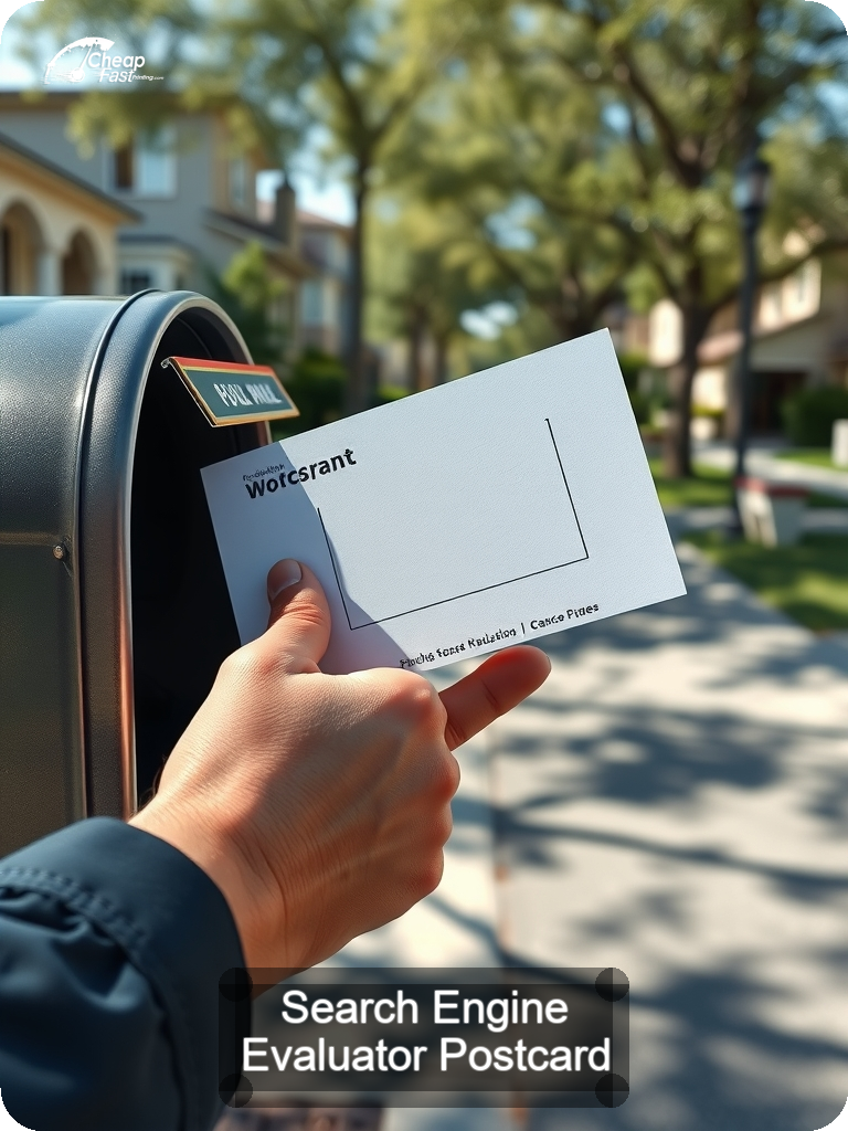 Search Engine Evaluator Postcard Sample 02 · 5" x 7" design sample