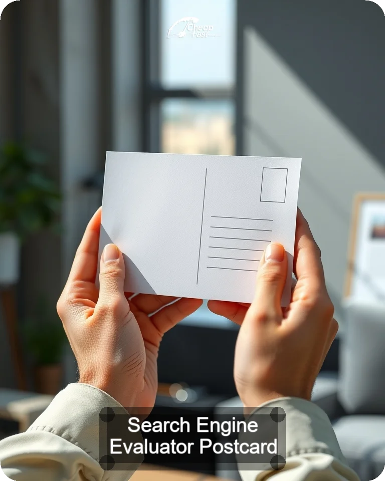 Search Engine Evaluator Postcard Sample 06 · 4.25" x 5.5" design sample