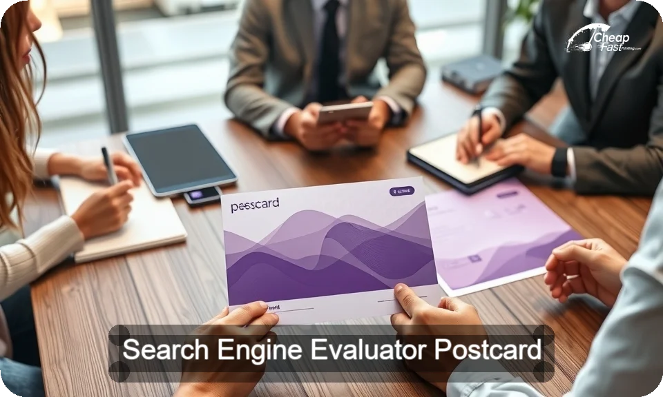 Search Engine Evaluator Postcard Sample 07 · 4" x 9" design sample