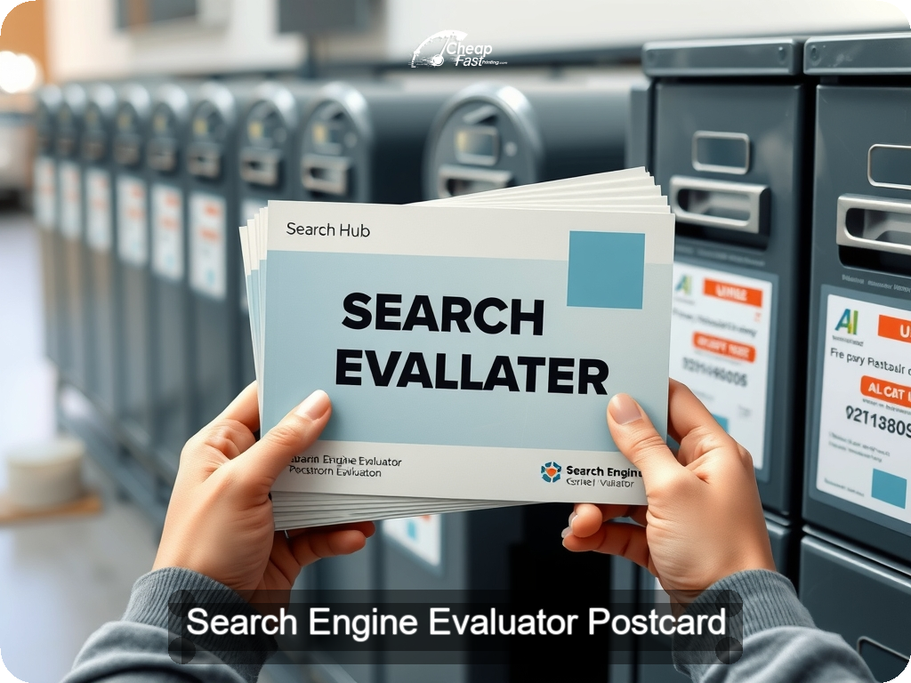 Search Engine Evaluator Postcard Sample 09 · 6.5" x 9" design sample