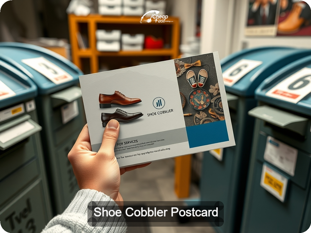 Shoe Cobbler Postcard Sample 08 · 6.5" x 9" design sample