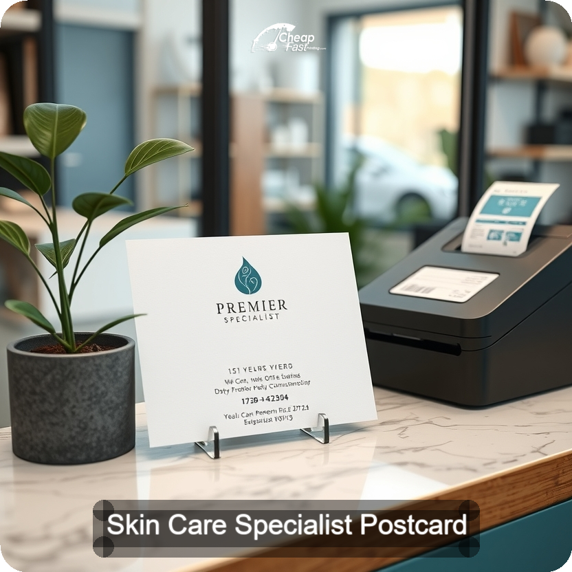 Skin Care Specialist Postcard Sample 05 · 5" x 5" design sample