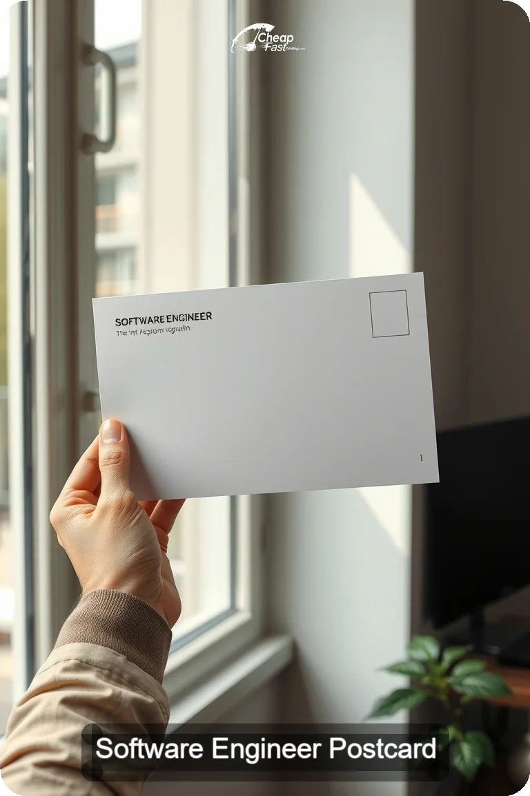 Software Engineer Postcard Sample 03 · 4.5" x 11" design sample