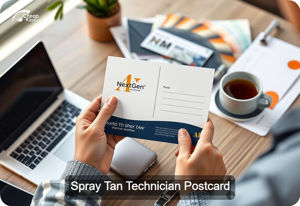 Spray Tan Technician Postcard Sample 02 · 4" x 6" design sample
