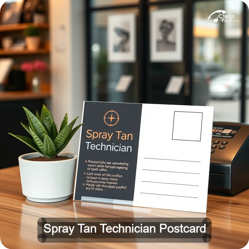 Spray Tan Technician Postcard Sample 06 · 5" x 5" design sample