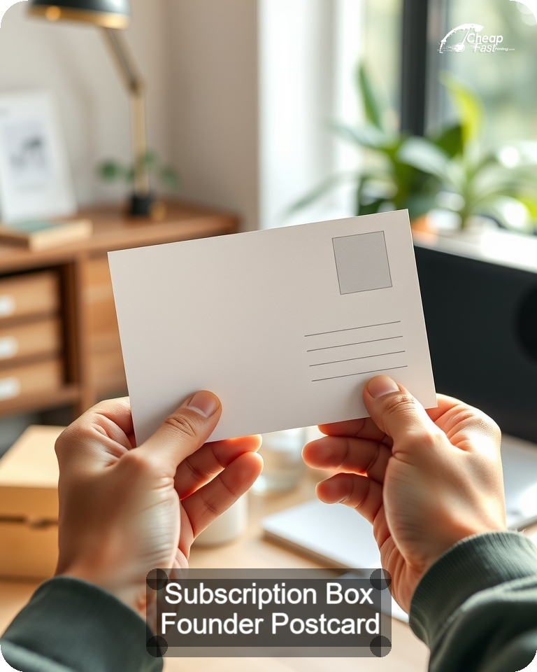 Subscription Box Founder Postcard Sample 01 · 4.25" x 5.5" design sample