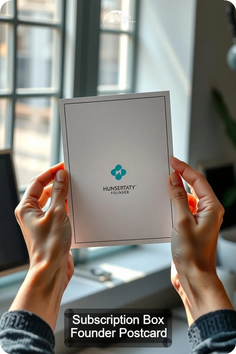 Subscription Box Founder Postcard Sample 05 · 4.5" x 11" design sample