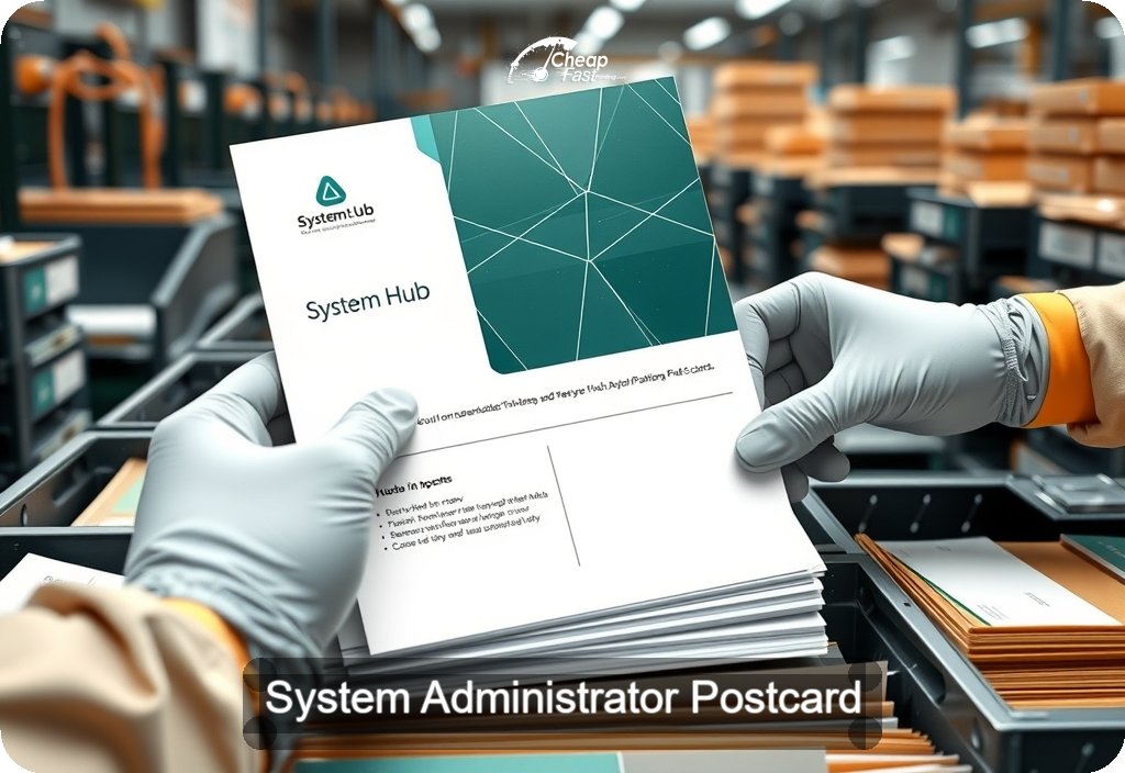 System Administrator Postcard Sample 04 · 6" x 11" design sample