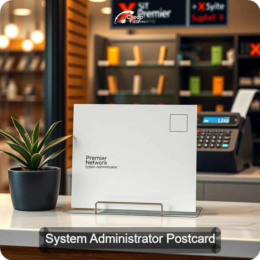 System Administrator Postcard Sample 05 · 5" x 5" design sample