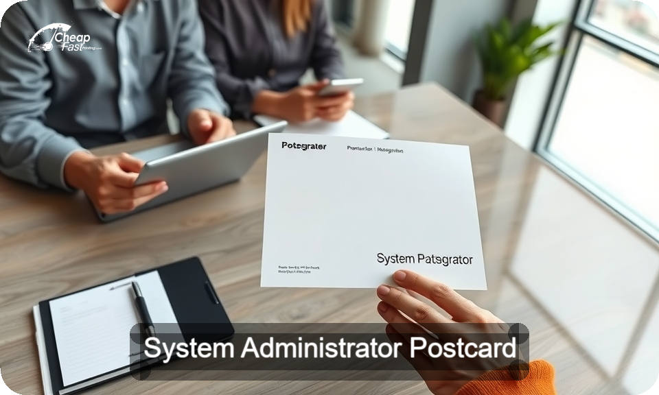 System Administrator Postcard Sample 07 · 4" x 9" design sample