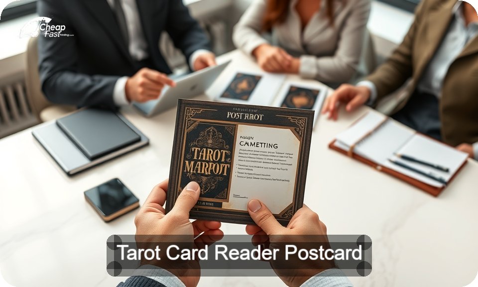Tarot Card Reader Postcard Sample 10 · 4" x 9" design sample