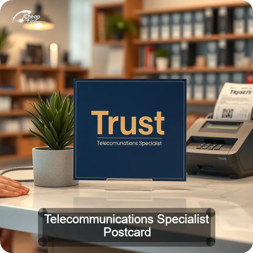 Telecommunications Specialist Postcard Sample 01 · 5" x 5" design sample