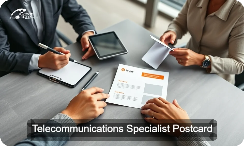 Telecommunications Specialist Postcard Sample 03 · 4" x 9" design sample