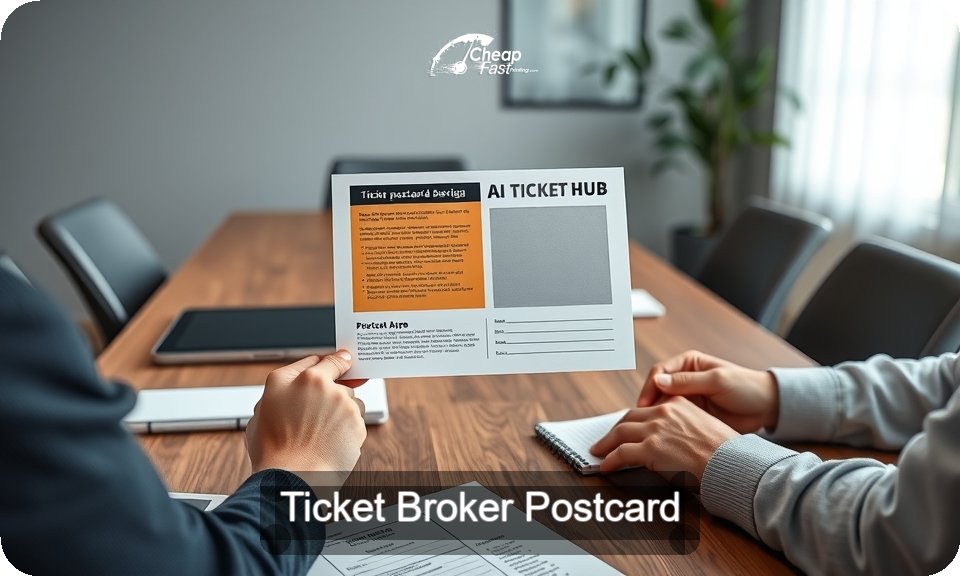 Ticket Broker Postcard Sample 01 · 4" x 9" design sample