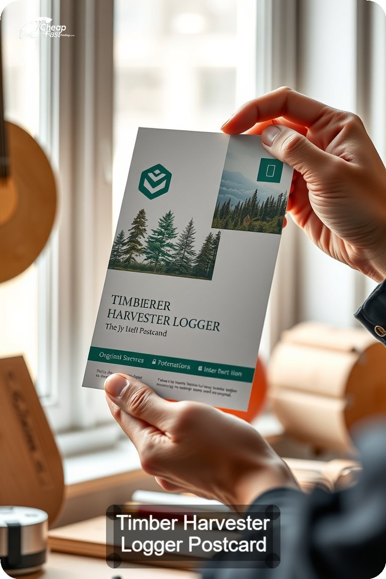 Timber Harvester Logger Postcard Sample 09 · 4.5" x 11" design sample