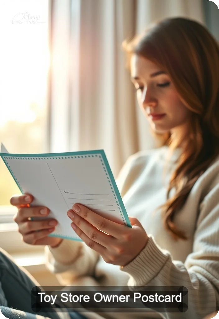 Toy Store Owner Postcard Sample 06 · 4.5" x 6.5" design sample