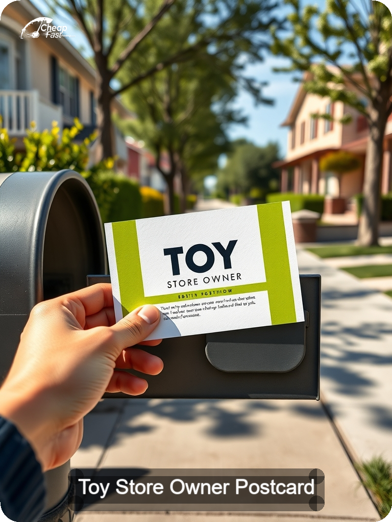 Toy Store Owner Postcard Sample 10 · 5" x 7" design sample