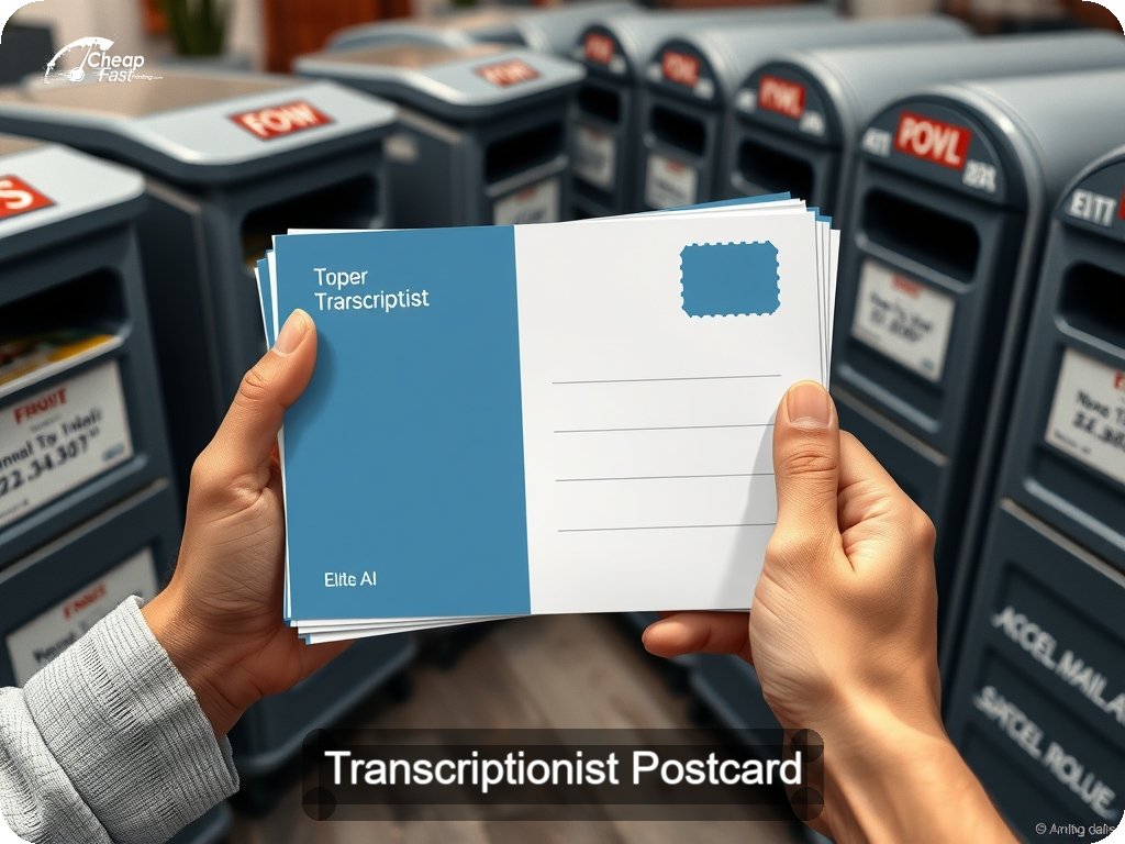Transcriptionist Postcard Sample 02 · 6.5" x 9" design sample