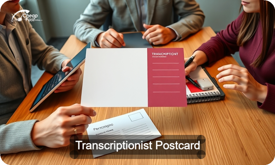 Transcriptionist Postcard Sample 10 · 4" x 9" design sample