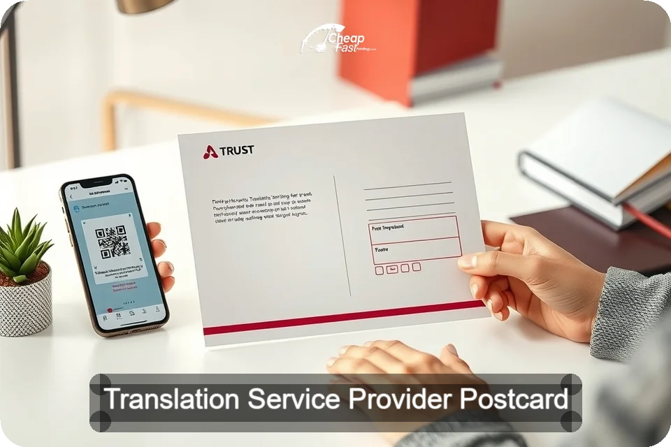 Translation Service Provider Postcard Sample 07 · 6" x 9" design sample