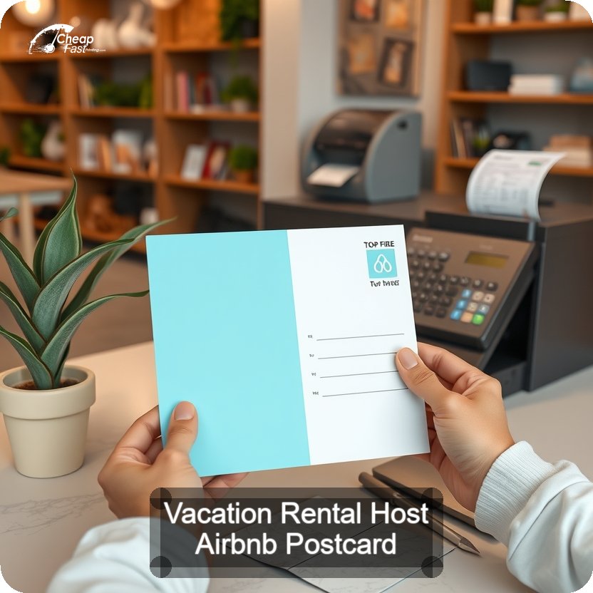Vacation Rental Host Airbnb Postcard Sample 04 · 5" x 5" design sample
