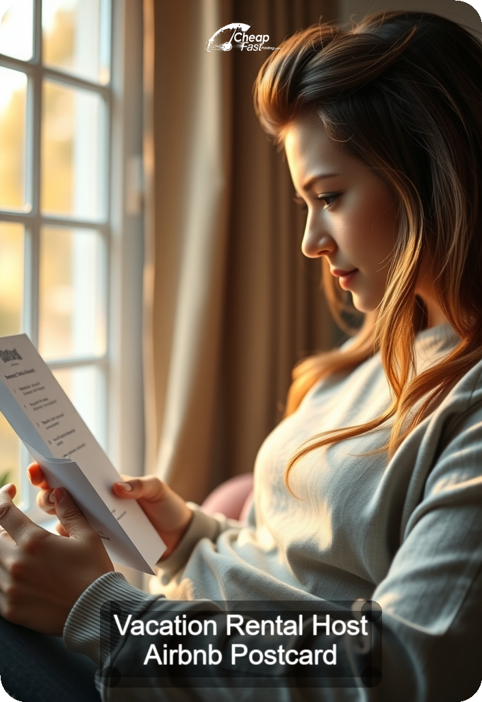 Vacation Rental Host Airbnb Postcard Sample 07 · 4.5" x 6.5" design sample