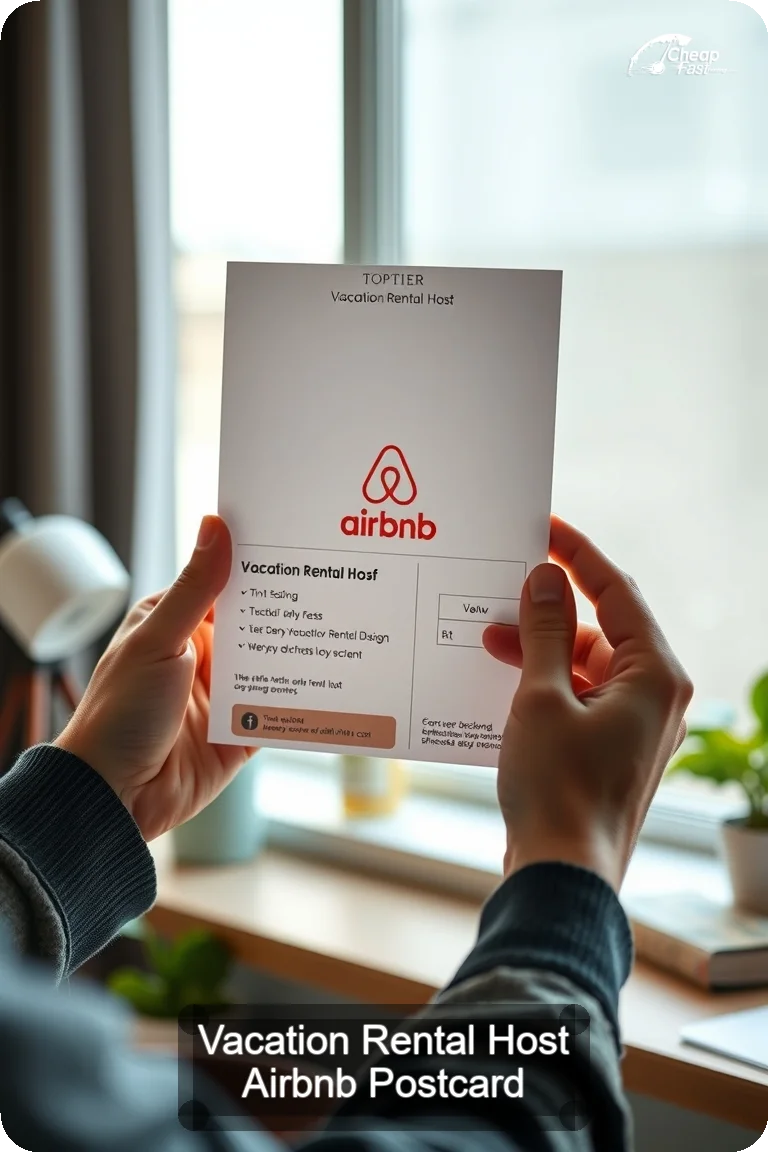 Vacation Rental Host Airbnb Postcard Sample 09 · 4.5" x 11" design sample