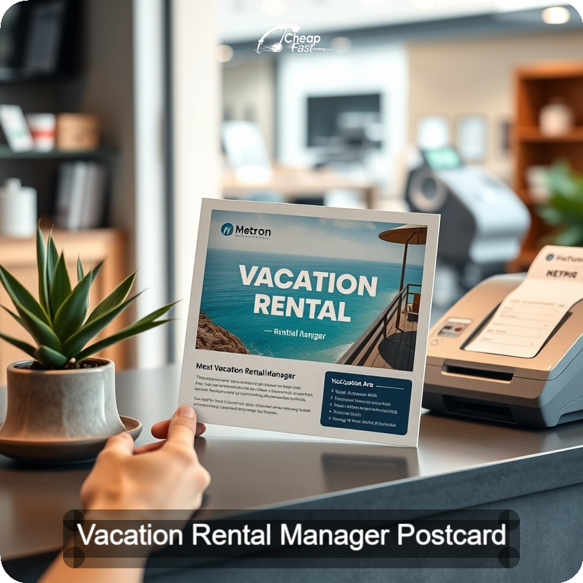 Vacation Rental Manager Postcard Sample 08 · 5" x 5" design sample