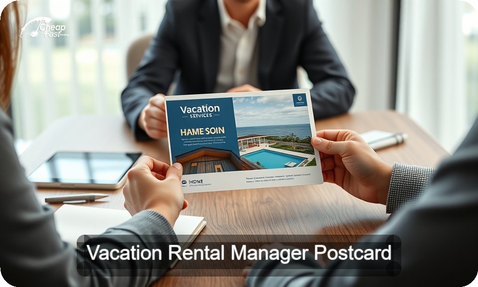 Vacation Rental Manager Postcard Sample 10 · 4" x 9" design sample