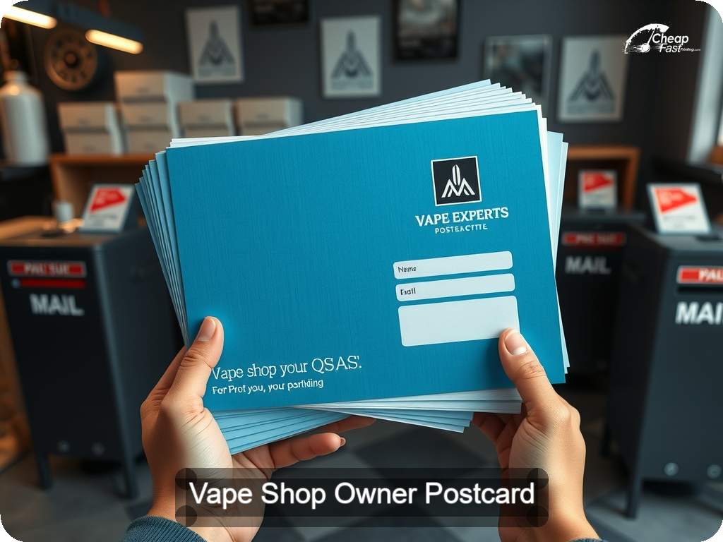 Vape Shop Owner Postcard Sample 07 · 6.5" x 9" design sample