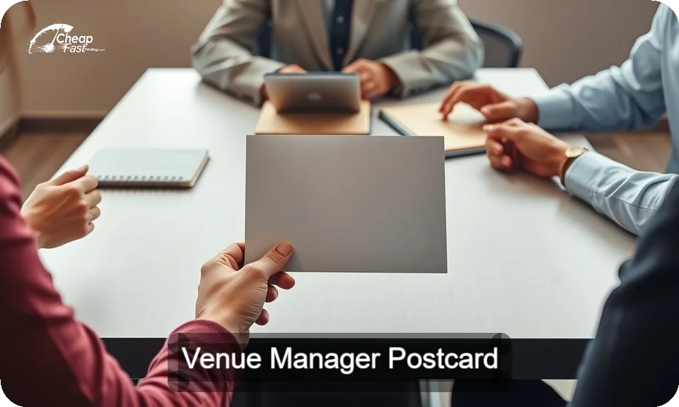 Venue Manager Postcard Sample 09 · 4" x 9" design sample