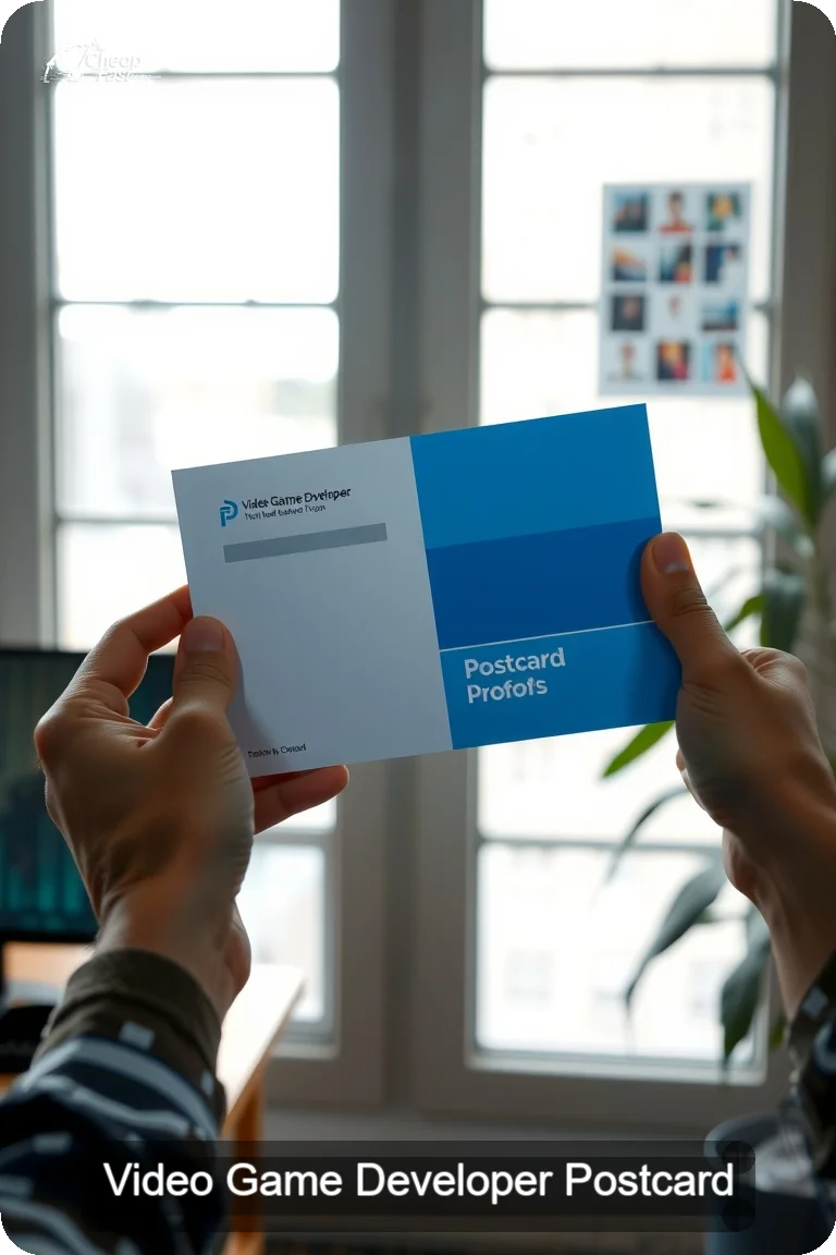 Video Game Developer Postcard Sample 02 · 4.5" x 11" design sample