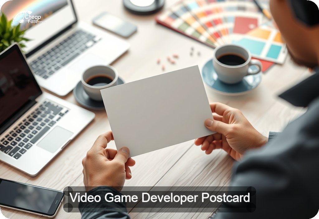 Video Game Developer Postcard Sample 03 · 4" x 6" design sample