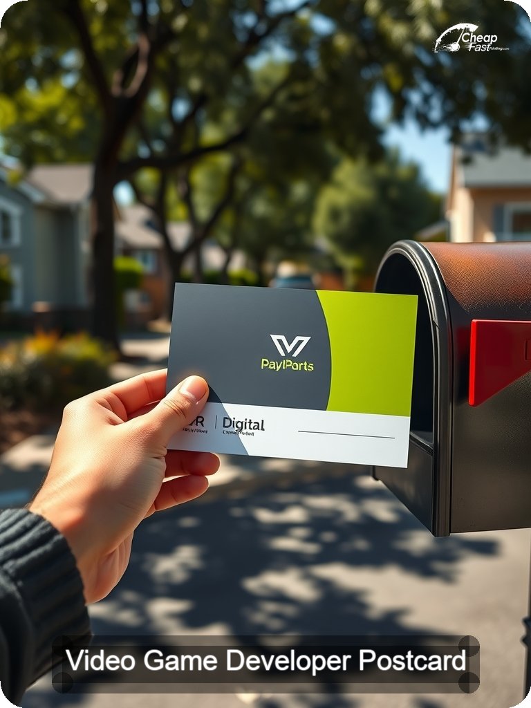 Video Game Developer Postcard Sample 04 · 5" x 7" design sample