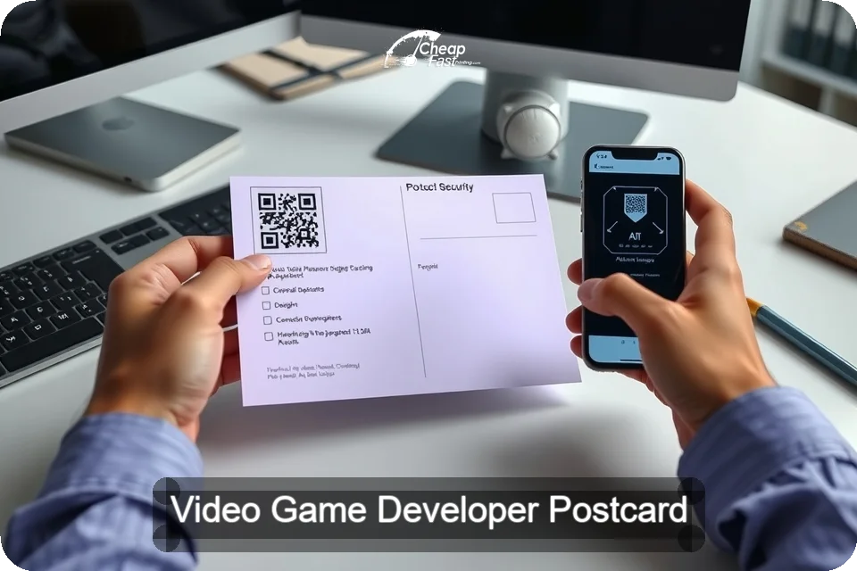 Video Game Developer Postcard Sample 05 · 6" x 9" design sample