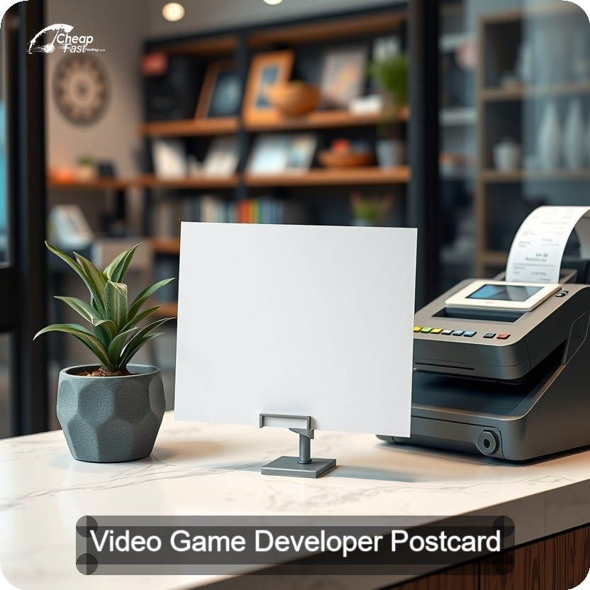 Video Game Developer Postcard Sample 07 · 5" x 5" design sample