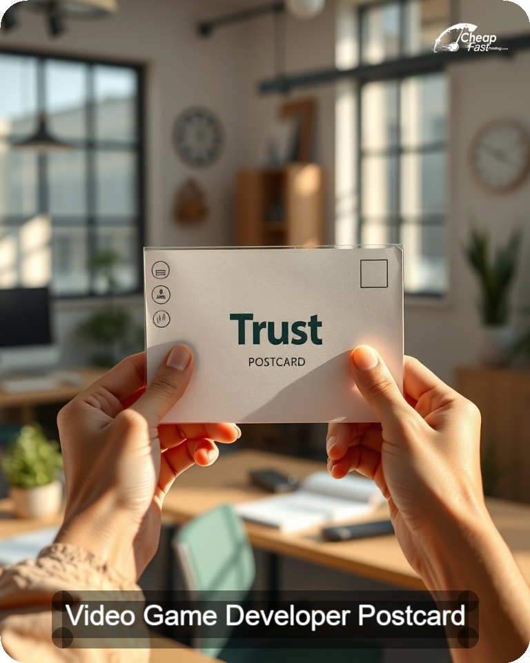 Video Game Developer Postcard Sample 08 · 4.25" x 5.5" design sample