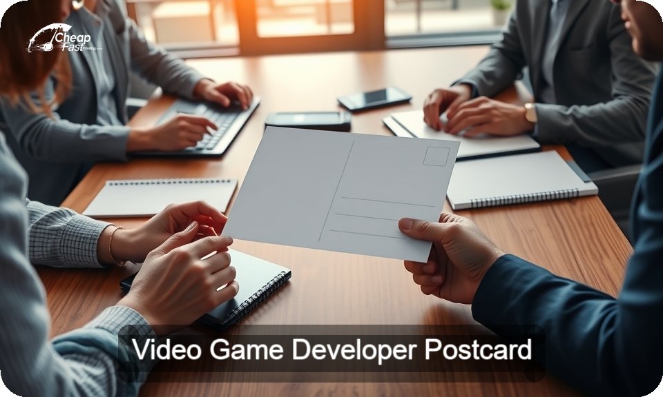 Video Game Developer Postcard Sample 09 · 4" x 9" design sample