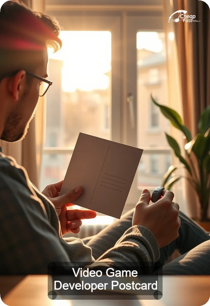 Video Game Developer Postcard Sample 10 · 4.5" x 6.5" design sample