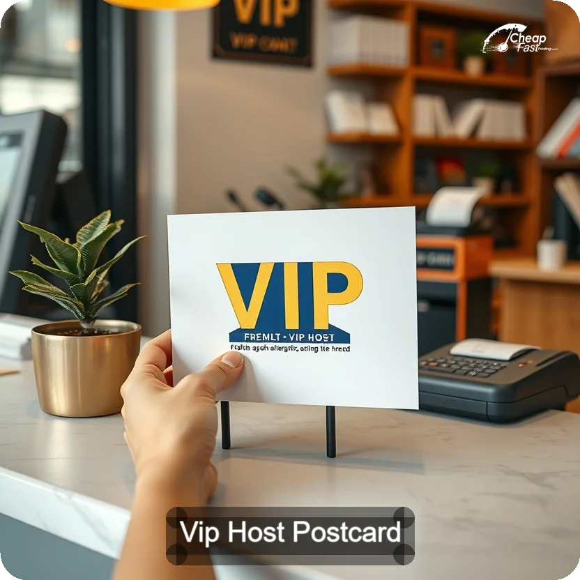 Vip Host Postcard Sample 04 · 5" x 5" design sample