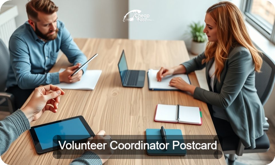 Volunteer Coordinator Postcard Sample 02 · 4" x 9" design sample
