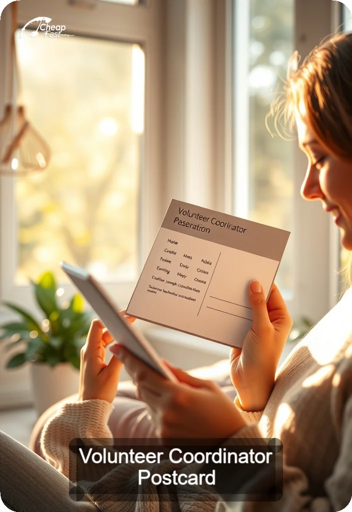 Volunteer Coordinator Postcard Sample 03 · 4.5" x 6.5" design sample