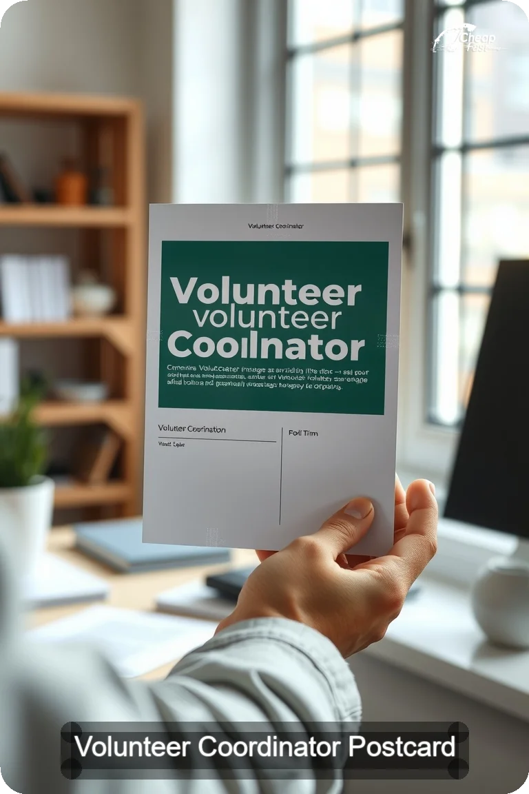 Volunteer Coordinator Postcard Sample 05 · 4.5" x 11" design sample