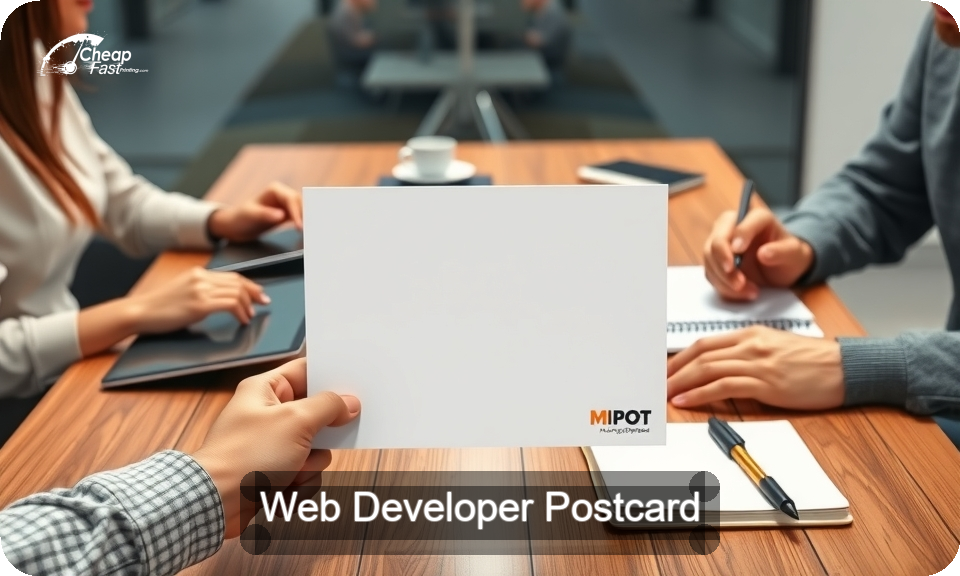 Web Developer Postcard Sample 08 · 4" x 9" design sample