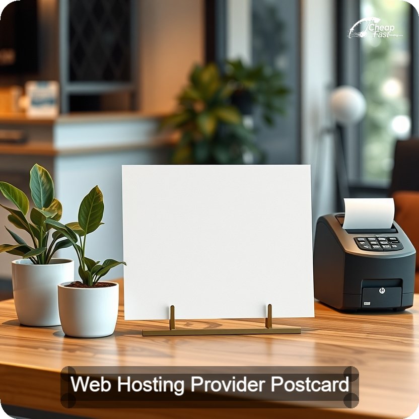 Web Hosting Provider Postcard Sample 07 · 5" x 5" design sample