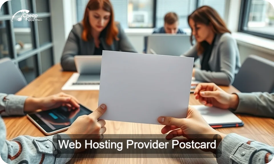 Web Hosting Provider Postcard Sample 09 · 4" x 9" design sample