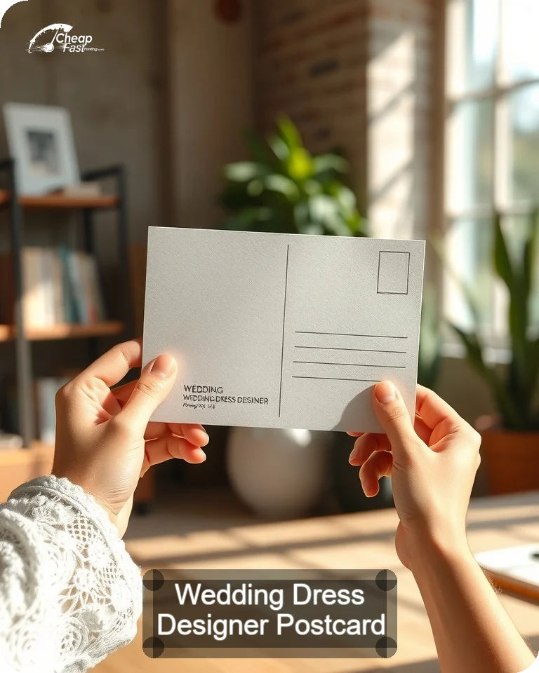 Wedding Dress Designer Postcard Sample 04 · 4.25" x 5.5" design sample
