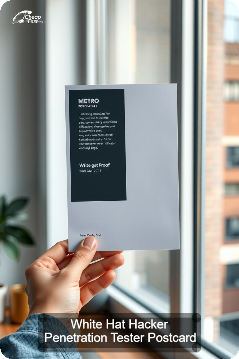 White Hat Hacker Penetration Tester Postcard Sample 03 · 4.5" x 11" design sample